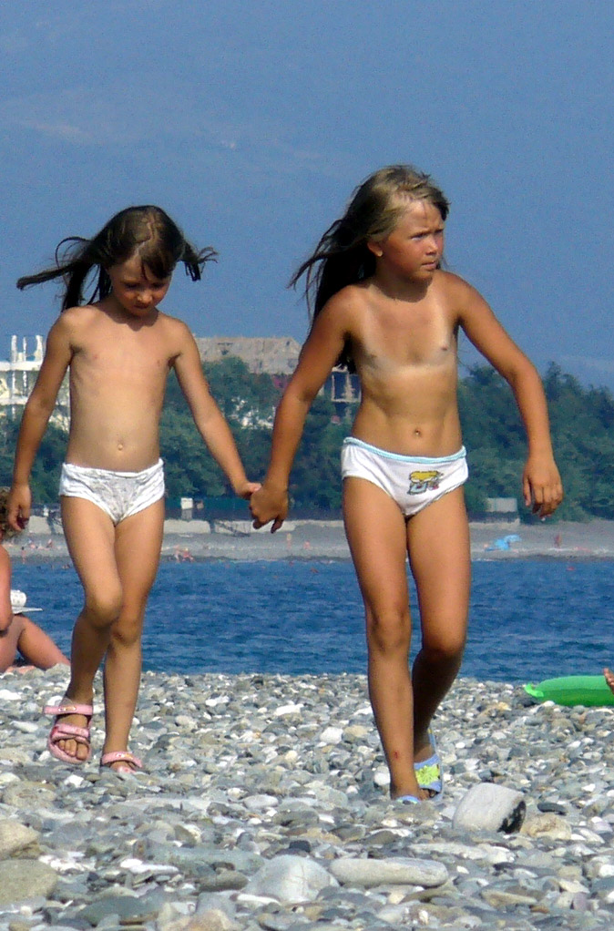 two young girls on beach